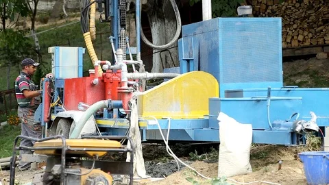 Deep ground drilling machine Stock Footage 92501744