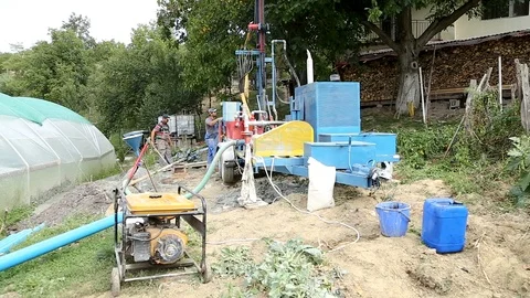 Deep ground drilling machine Stock Footage 92501746