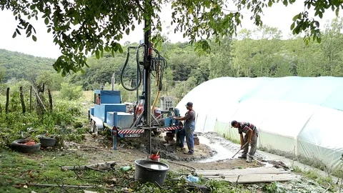 Deep ground drilling machine Stock Footage 92501752