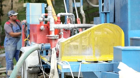 Deep ground drilling machine Stock Footage 92501763