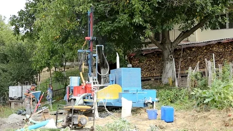 Deep ground drilling machine Stock Footage 92501764