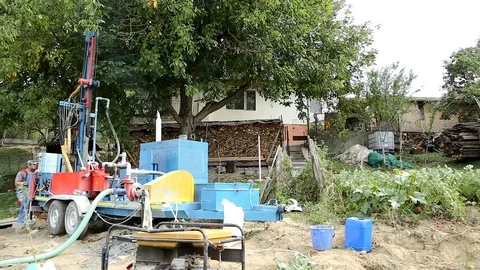 Deep ground drilling machine Stock Footage 92501783