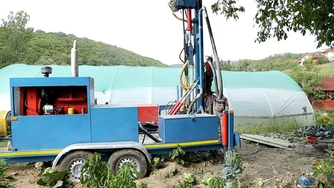 Deep ground drilling machine Stock Footage 92501788