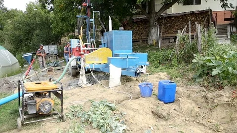 Deep ground drilling machine Stock Footage 92501789