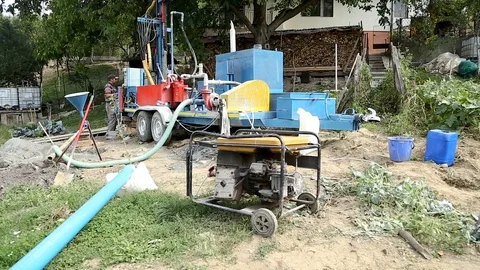 Deep ground drilling machine Stock Footage 92501792