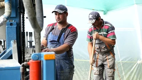 Deep ground drilling machine Stock Footage 92501823