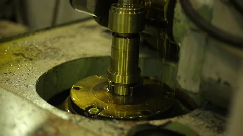 Deep hole drilling workpiece with use of oily liquids, rotating machine elements Stock Footage 65301910