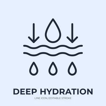 Deep hydration line icon. Moisture absorption linear vector illustration. Thin Stock Illustration