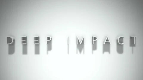 Deep Impact 3D title animation with shadows on a white background Stock Footage 296541347