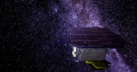 Deep Impact spacecraft exploring space and capturing celestial wonders Ilustración de archivo