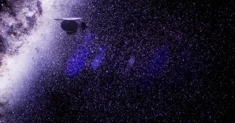 Deep impact spacecraft exploring the vastness of space at night Ilustración de archivo