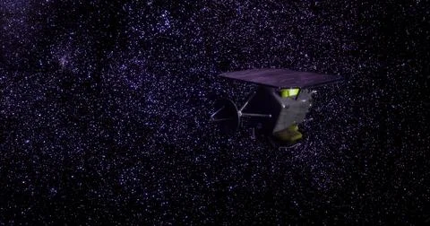 Deep Impact spacecraft navigating through deep space toward its target Ilustración de archivo