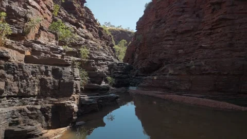 Deep Inside Red Rock Canyon Gorge – Australian Outback Stock Footage 316215202
