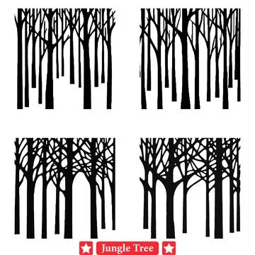 Deep Jungle Expedition  Premium Vector Tree Silhouette Set Stock Illustration