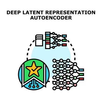 Deep latent representation autoencoder concept illustrating artificial inte.. Stockillustratie