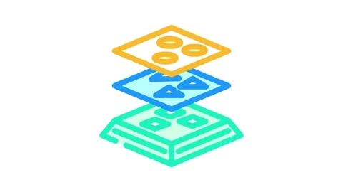 Deep layers machine learning color icon animation 스톡 동영상 327259870