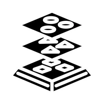 Deep layers machine learning glyph icon vector illustration Illustrazione stock