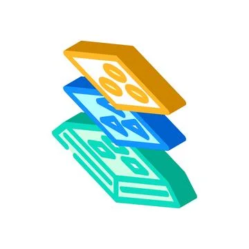 Deep layers machine learning isometric icon vector illustration Illustrazione stock