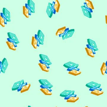 Deep layers machine learning isometric icon seamless pattern Illustrazione stock