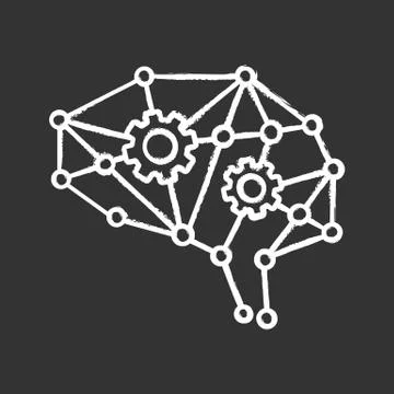 Deep learning AI chalk icon 스톡 일러스트