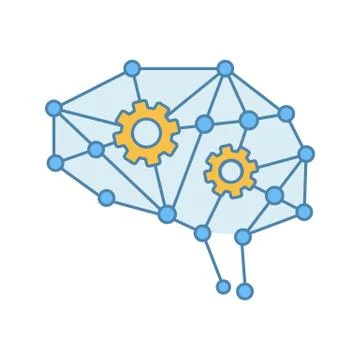 Deep learning AI color icon Illustrazione stock