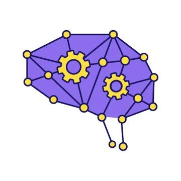Deep learning AI color icon Stock Illustration