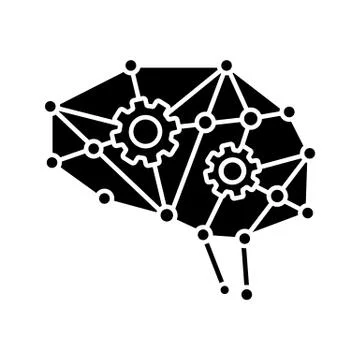 Deep learning AI glyph icon 스톡 일러스트