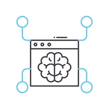 Deep learning algorithm line icon, outline symbol, vector illustration, concept Illustrazione stock