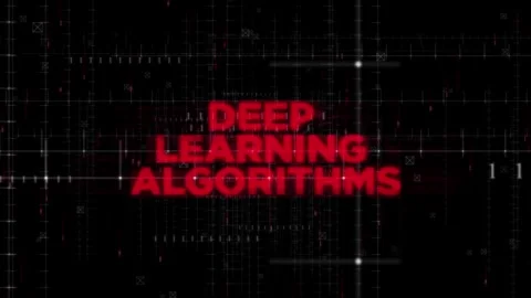 Deep Learning Algorithms Text Animation on Digital Background Vídeos de archivo 343461573