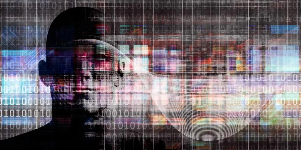 Deep Learning and Future Artificial Intelligence Research Illustrazione stock