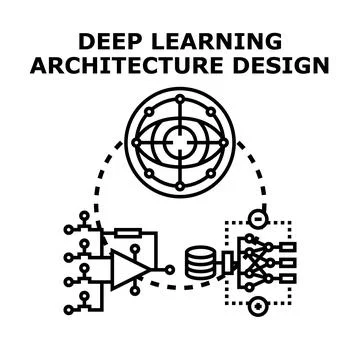 Deep learning architecture designing and data processing Stock Illustration