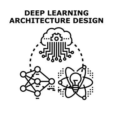 Deep learning architecture designing for artificial intelligence development Stock Illustration