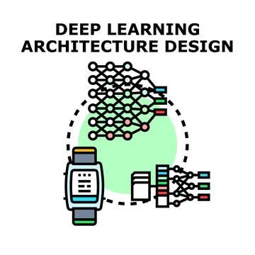 Deep learning architecture designing neural network connection Stockillustratie