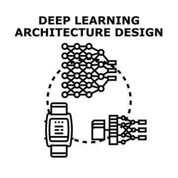 Deep learning architecture designing neural network connection Stock Illustration