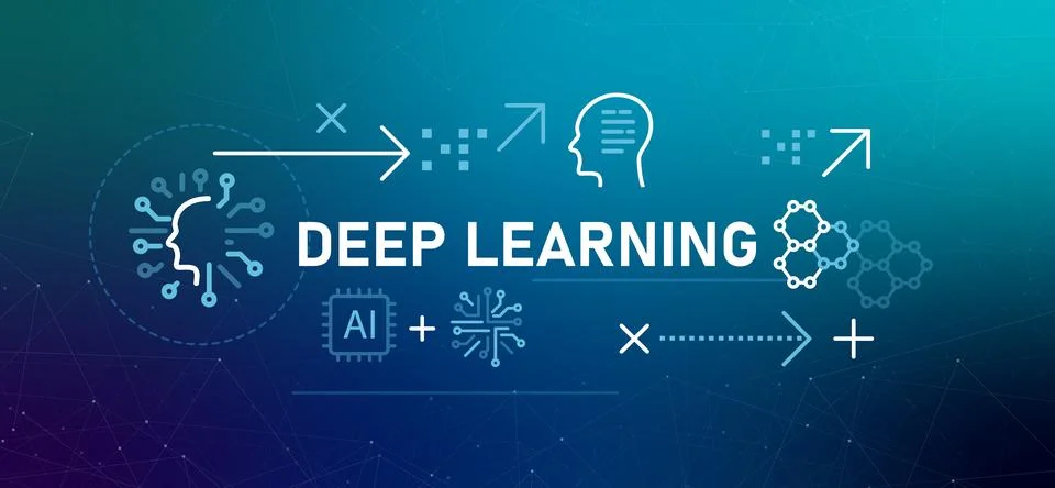 Deep Learning artificial intelligence and a brain-like structure neural 스톡 일러스트