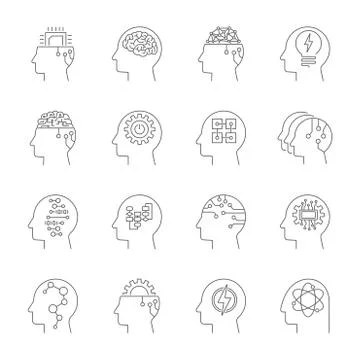 Deep learning. Artificial intelligence concept. AI heads Illustrazione stock