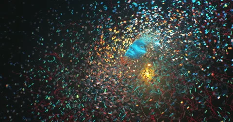 Deep learning artificial neural network cyber face Stock Footage 147720435