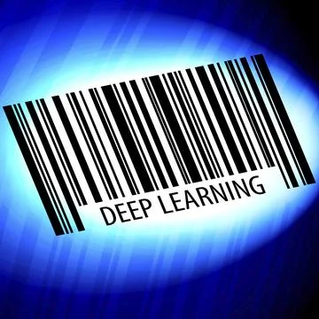 Deep learning, barcode with blue Background Stock Illustration