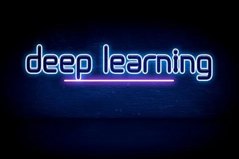 Deep learning - blue neon announcement signboard Stock Illustration