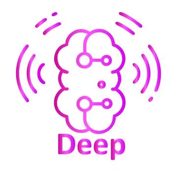 Deep learning brain circuit with radiating waves deep artificial intelligence Stock Illustration