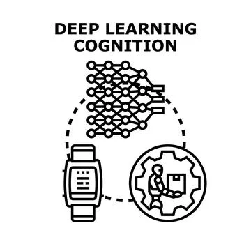 Deep learning cognition artificial intelligence automation technology 스톡 일러스트