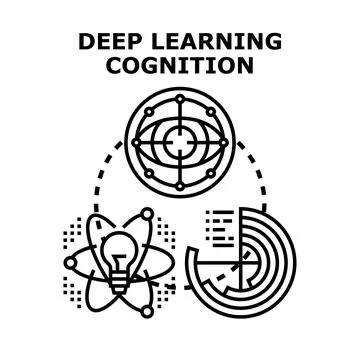 Deep learning cognition artificial intelligence data processing イラスト素材