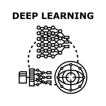 Deep learning concept for artificial intelligence algorithms Stock Illustration
