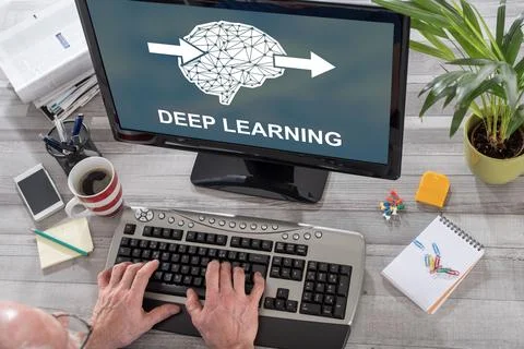 Deep learning concept on a computer Foto stock