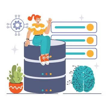 Deep Learning concept. Flat vector illustration Stock Illustration