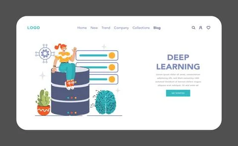 Deep Learning concept. Flat vector illustration イラスト素材