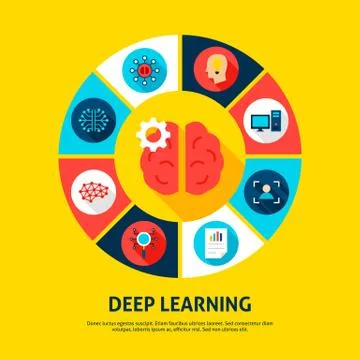 Deep Learning Concept Icons Illustrazione stock