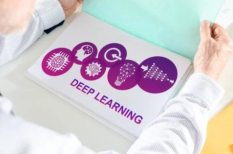 Deep learning concept on a paper Stock Photos