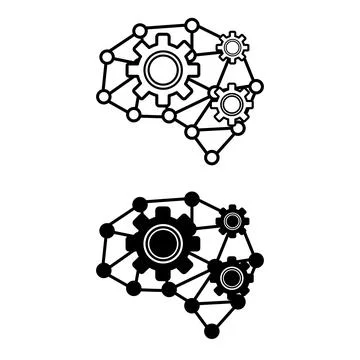 Deep Learning Icons. Black and White Vector Icons of Neural Networks in the.. 스톡 일러스트