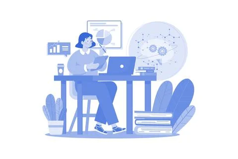 Deep Learning Illustration concept on white background Illustrazione stock
